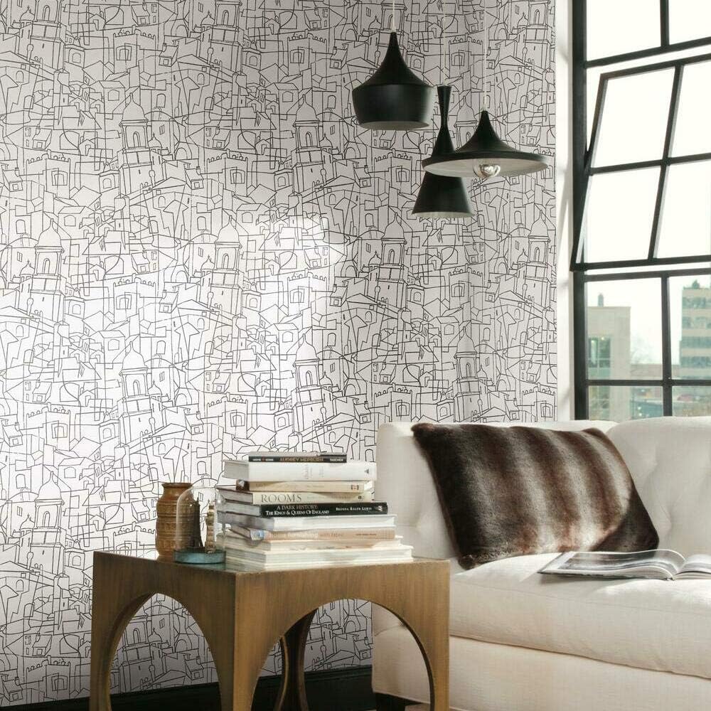 York Wallcoverings Cubist Cityscape Black Premium Peel and Stick Wallpaper Review