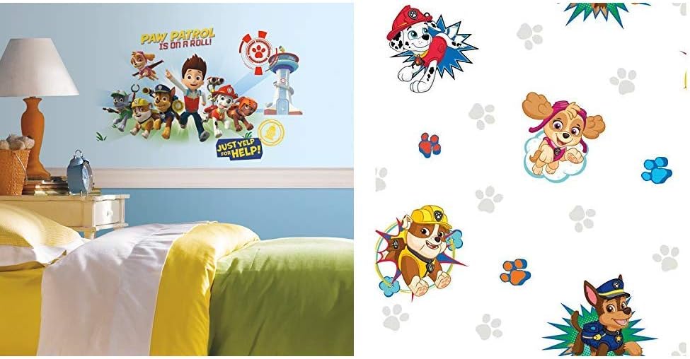RoomMates Paw Patrol Peel and Stick Wallpaper and Decal Bundle Pack