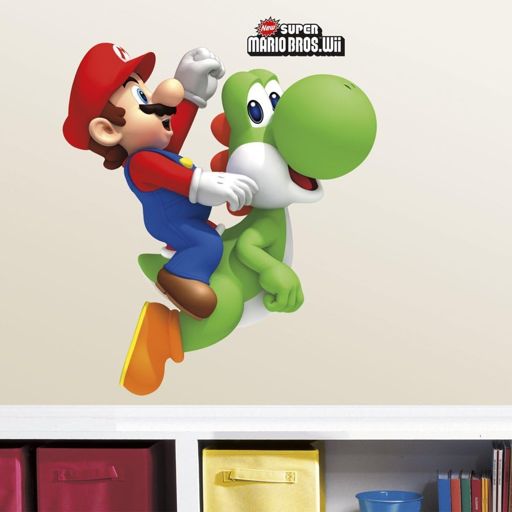 RoomMates RMK5223GM Super Luigi and Mario Peel and Stick Wall Decals, red, Green, Yellow  RMK1918GM Ninetendo Super Mario Bros. Yoshi and Mario Peel and Stick Giant Wall Decals 23 x 32